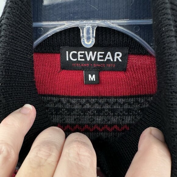 ICEWEAR cardigan sweater 100% wool fair isle nordic maxwin made in iceland M - Picture 6 of 8